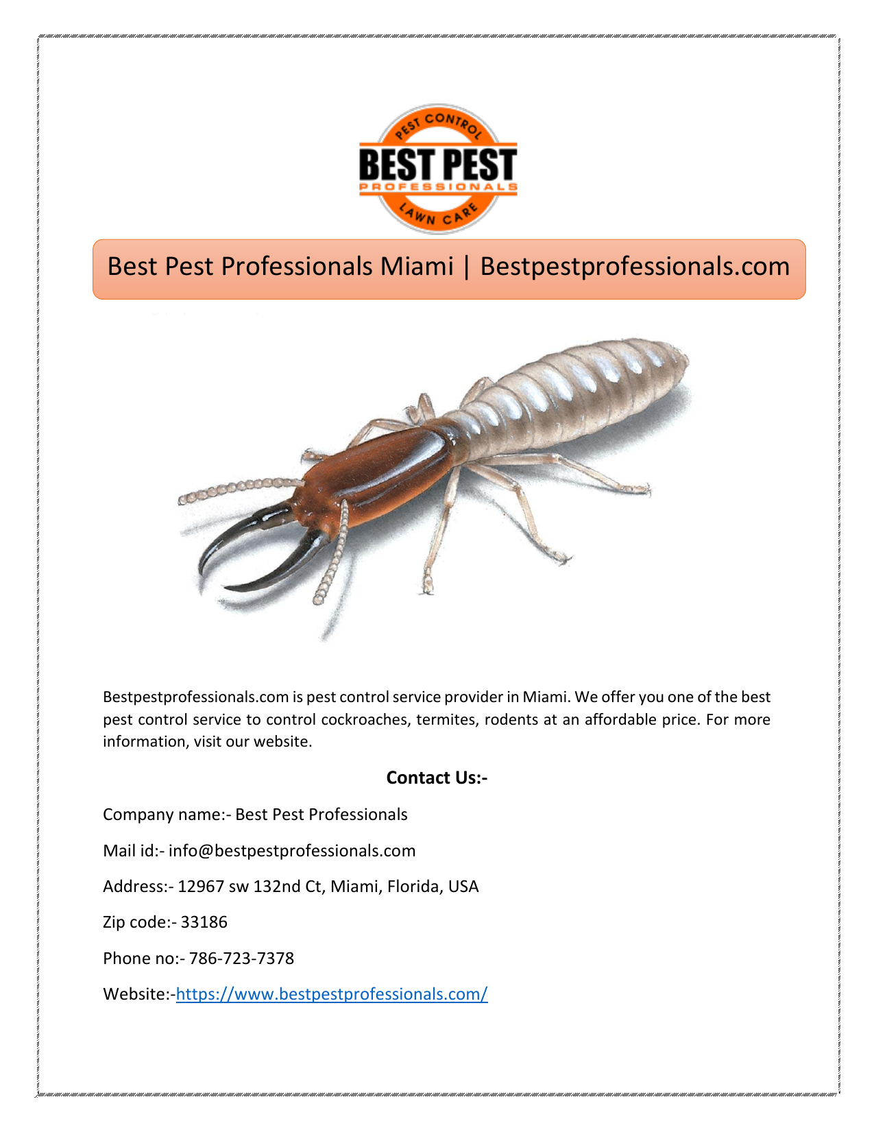 Best Pest Professionals Miami Bestpestprofessionals Com