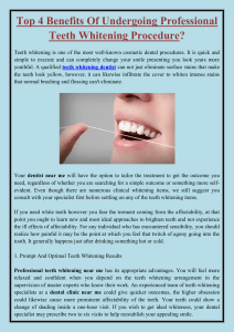 Top 4 Benefits Of Undergoing Professional Teeth Whitening Procedure