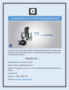Cosmostar Tech Ltd - Fluid Handling Equipment