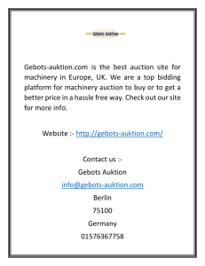 Bidding Platform for Machinery Auction in UK  Gebots-auktion.com