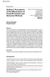 Auditors’ Perceptions of the Effectiveness of Fraud Prevention and Detection Methods-Mangala 2017