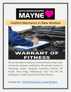 Faithful Mechanics in New Windsor