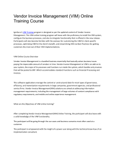 Vendor Invoice Management (VIM) Online Training Course
