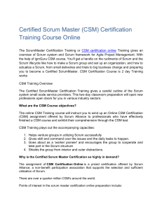 Certified Scrum Master (CSM) Certification Training Course Online