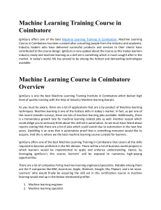 Machine Learning Training Course in Coimbatore