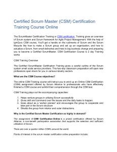 Certified Scrum Master (CSM) Certification Training Course Online