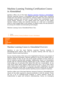 Machine Learning Training Certification Course in Ahmedabad