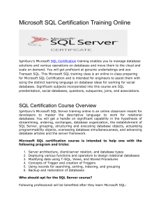 Microsoft SQL Certification Training Online