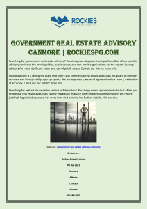 Government Real Estate Advisory Canmore  Rockiespg.com