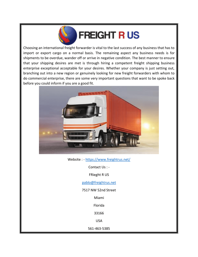 Freight Companies In Miami
