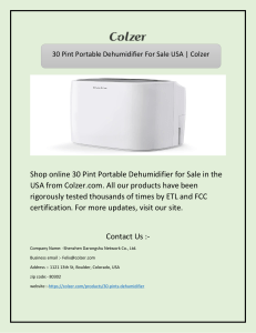 30 Pint Portable Dehumidifier For Sale USA | Colzer