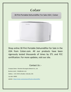 30 Pint Portable Dehumidifier For Sale USA | Colzer