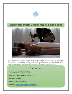 Best Hypnosis Therapy Clinic In Singapore | Hypnohealing