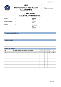 AMI UTP 2018 - Form 03 Checklist Audit