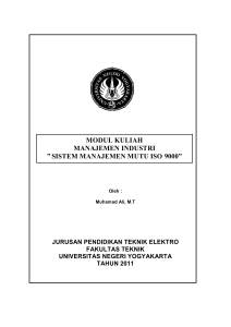 MODUL KULIAH MANAJEMEN INDUSTRI SISTEM MANAJEMEN MUTU ISO 9000