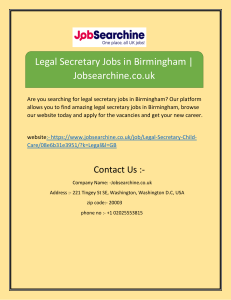 Legal Secretary Jobs in Birmingham | Jobsearchine.co.uk