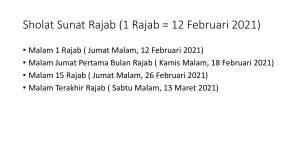 Bulan. Rajab TQN