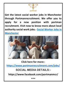 Social Worker Jobs in Manchester  Portmanrecruitment.com