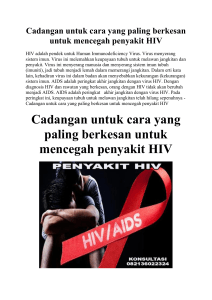 Cadangan untuk cara yang paling berkesan untuk mencegah penyakit HIV