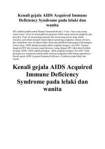 Kenali gejala AIDS Acquired Immune Deficiency Syndrome pada lelaki dan wanita