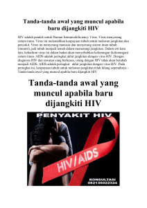 Tanda-tanda awal yang muncul apabila baru dijangkiti HIV
