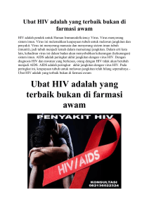 Ubat HIV adalah yang terbaik bukan di farmasi awam