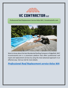 Professional Roof Replacement Service Kelso WA | Vccontractorllc.com