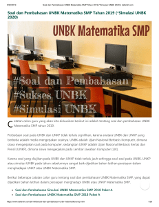 UNBK Matematika SMP Tahun 2019 (Sebagai Simulasi UNBK 2020) - Soal dan Pembahasan [www.defantri .com]