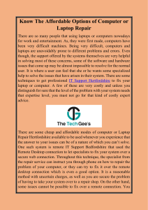 Know The Affordable Options of Computer or Laptop Repair