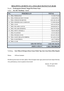 RAB Pembangunan Rumah Tinggal Ibu Donna Fajar - Garut (28042021)