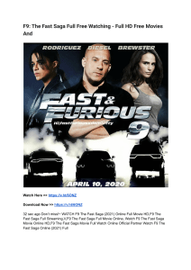 F9  The Fast Saga Full Free Watching [Fast and Furious 9] - Full HD Free Movies