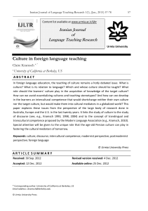 Culture in Foreign Language Teaching