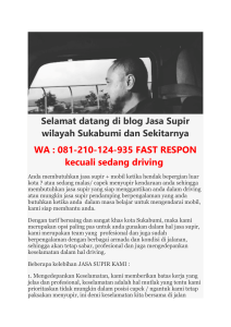Jasa Supir Di Sukabumi WA 081 210 124 935