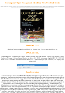 PDF Download>< Contemporary Sport Management-5th Edition With Web Study Guide Read ^book &ePub