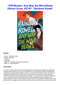 ~PDF/Books~ Any Way the Wind Blows (Simon Snow, #3) BY : Rainbow Rowell