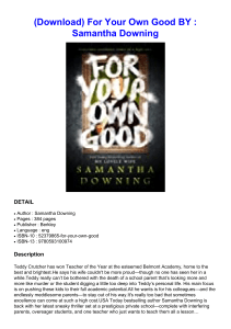  (Download) For Your Own Good BY : Samantha  Downing