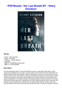 ~PDF/Books~ Her Last Breath BY : Hilary Davidson