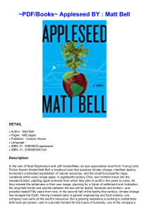 ~PDF/Books~ Appleseed BY : Matt   Bell