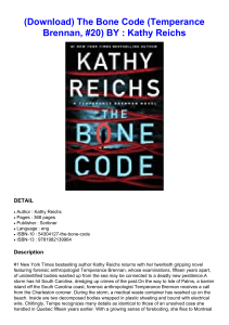  (Download) The Bone Code (Temperance Brennan, #20) BY : Kathy Reichs