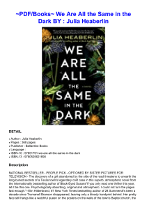 ~PDF/Books~ We Are All the Same in the Dark BY : Julia Heaberlin