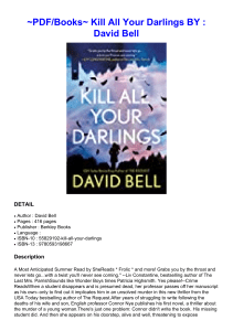 ~PDF/Books~ Kill All Your Darlings BY : David Bell