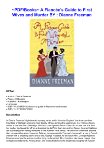 ~PDF/Books~ A Fiancée's Guide to First Wives and Murder BY : Dianne Freeman