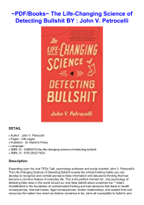 ~PDF/Books~ The Life-Changing Science of Detecting Bullshit BY : John V. Petrocelli