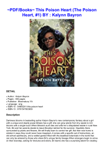 ~PDF/Books~ This Poison Heart (The Poison Heart, #1) BY : Kalynn  Bayron