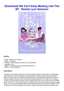  (Download) We Can't Keep Meeting Like This BY : Rachel Lynn Solomon