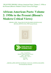 ^READ PDF EBOOK# African-American Poets Volume 2 1950s to the Present (Bloom's Modern Critical Views) Full Pages