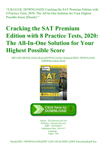 ^E.B.O.O.K. DOWNLOAD# Cracking the SAT Premium Edition with 8 Practice Tests  2020 The All-In-One Solution for Your Highest Possible Score [Ebook]^^