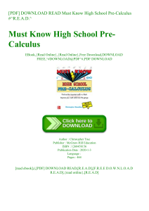 [PDF] DOWNLOAD READ Must Know High School Pre-Calculus #^R.E.A.D.^
