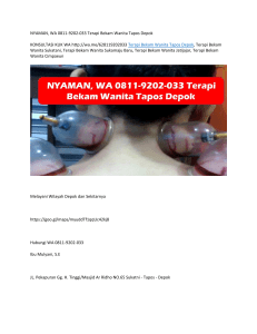 NYAMAN, WA 0811-9202-033 Terapi Bekam Wanita Tapos Depok