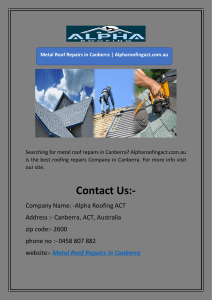 Metal Roof Repairs in Canberra | Alpharoofingact.com.au